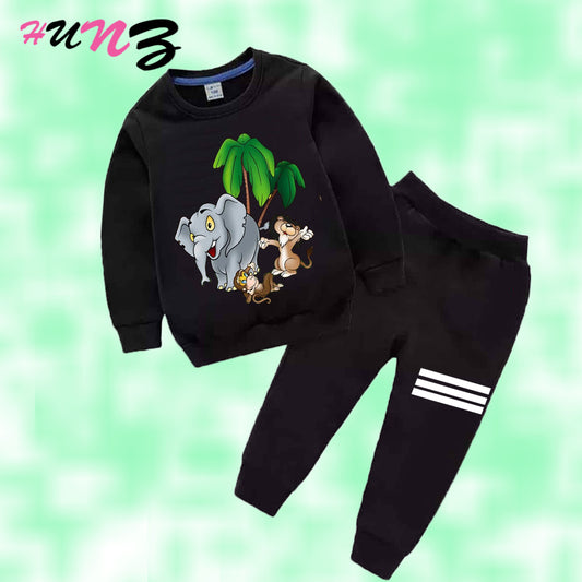 Hunz Kids Winter Tracksuit Printed Animals for Baba & Baby from 1 to 10 years