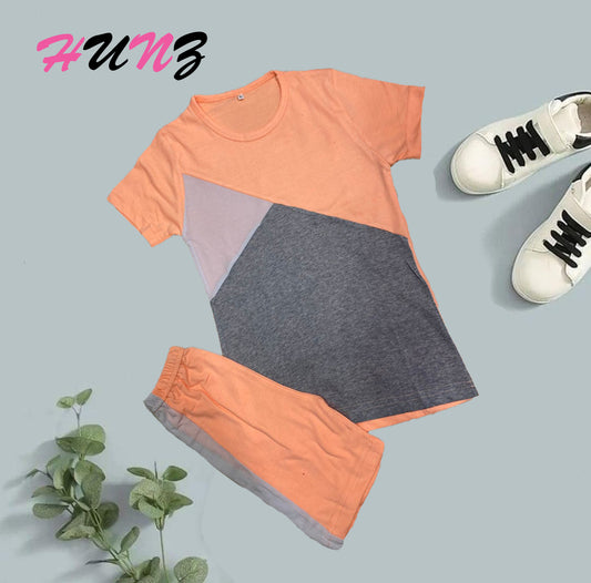 Hunz T-Shirt And Short Pant For Kids Baby Boys And Girls Round Neck Short Sleeves Tee Tops Clothes Sets Dresses Outfit